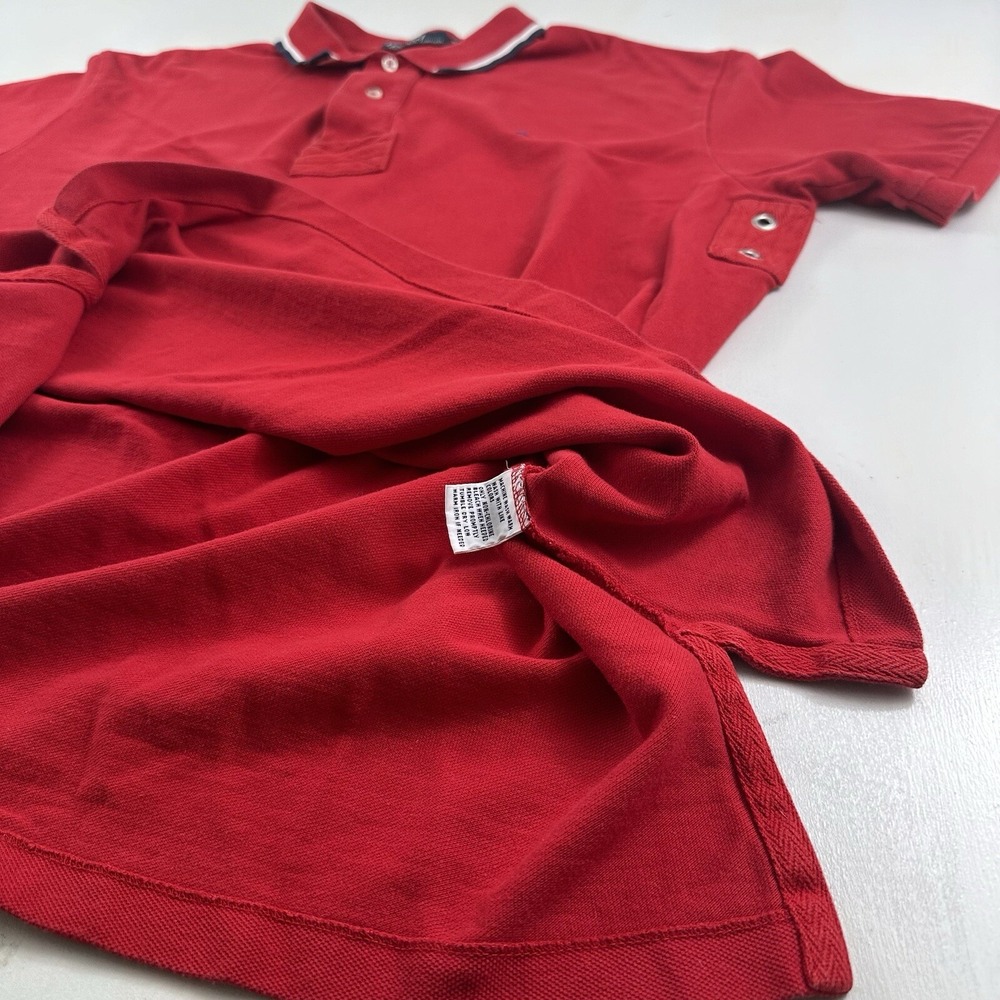 Vtg Ralph Lauren Mens XL Polo Shirt Red Navy Blue Pony Rugby Golf Short Sleeve - Picture 10 of 13